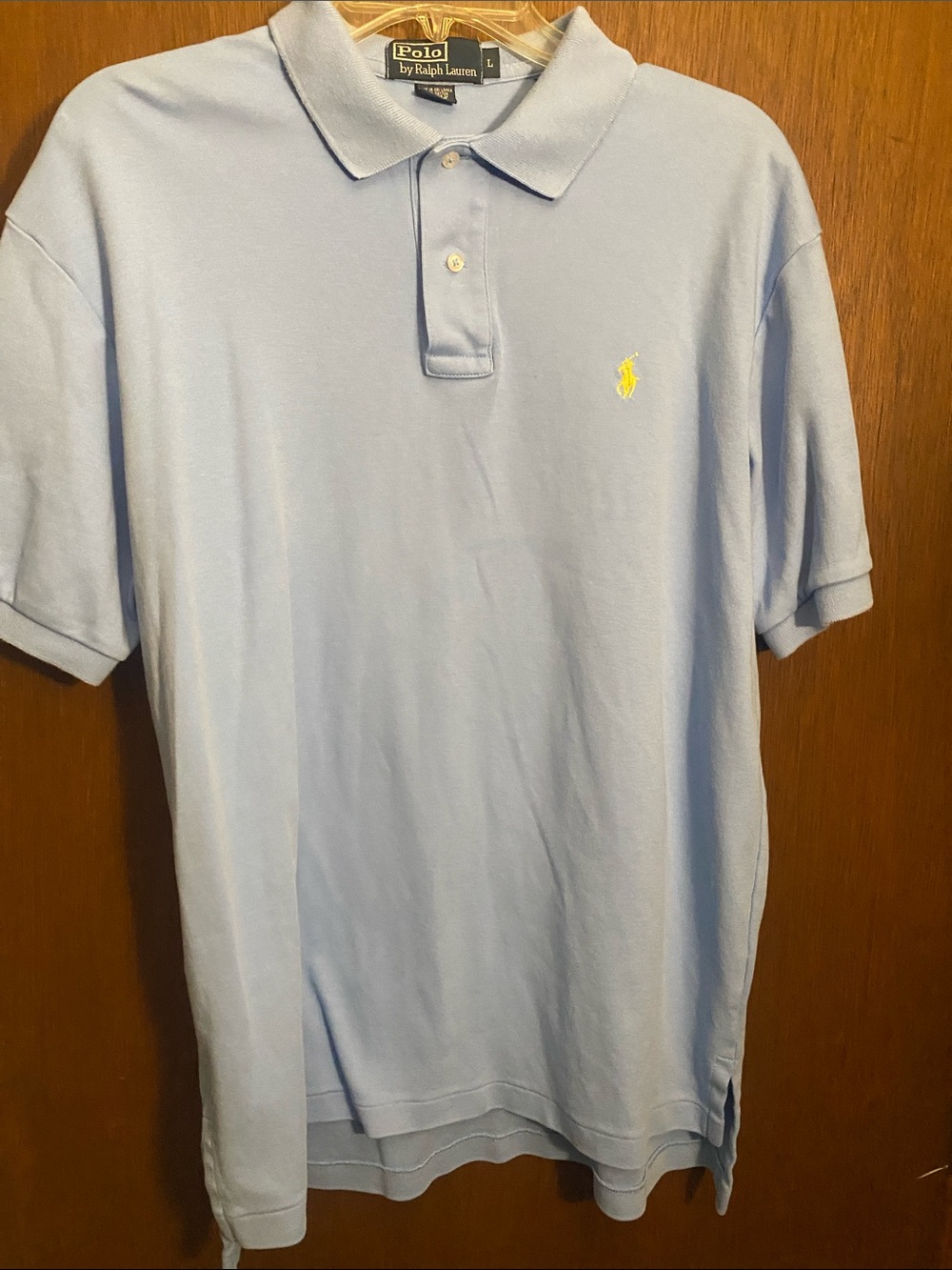 Polo by Ralph Lauren Light Blue Short-Sleeve Cotton Polo with Yellow Logo